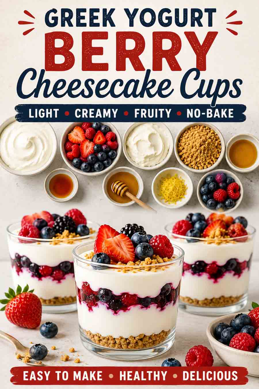 Greek Yogurt Berry Cheesecake Cups