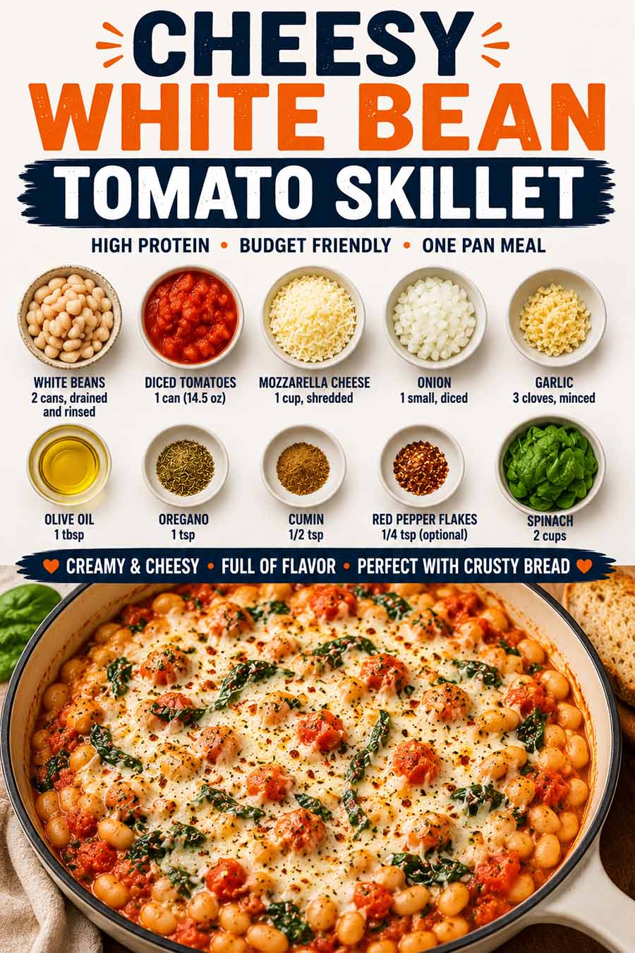 Cheesy White Bean Tomato Skillet
