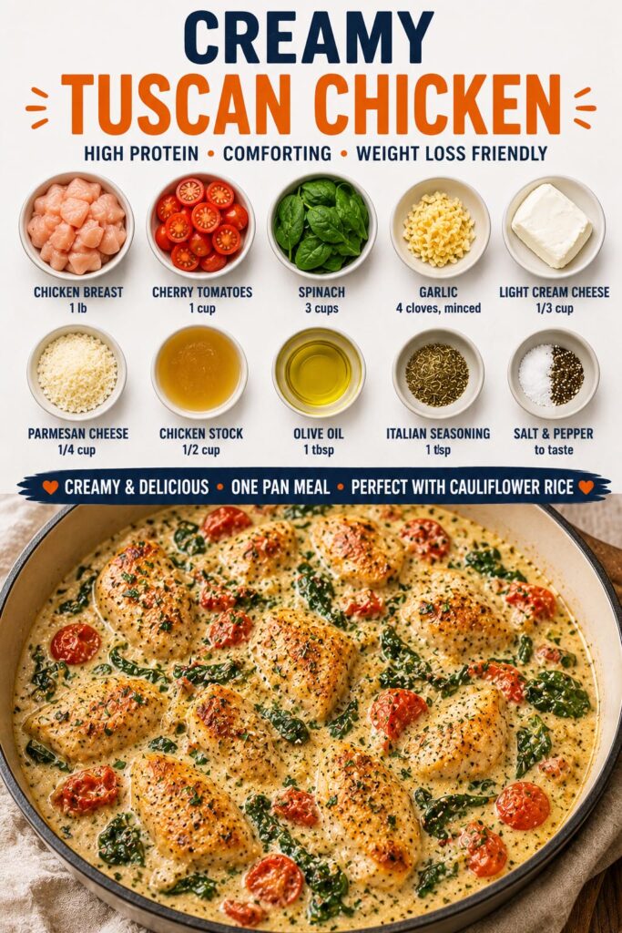 Creamy High Protein Tuscan Chicken