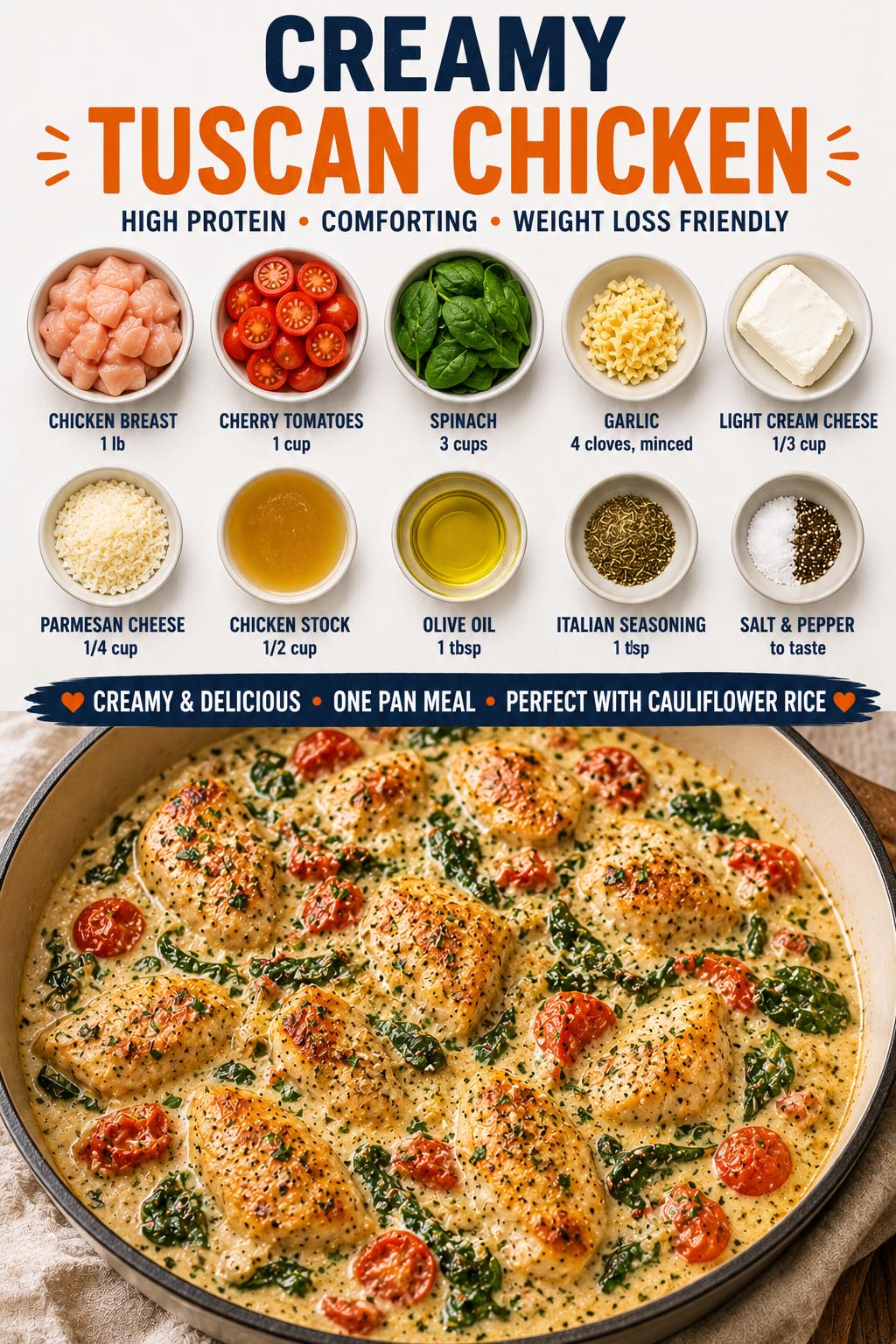 Creamy High Protein Tuscan Chicken
