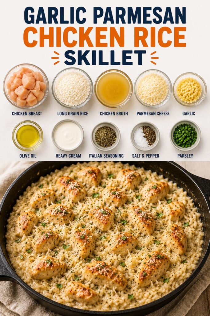 Garlic Parmesan Chicken Rice Skillet
