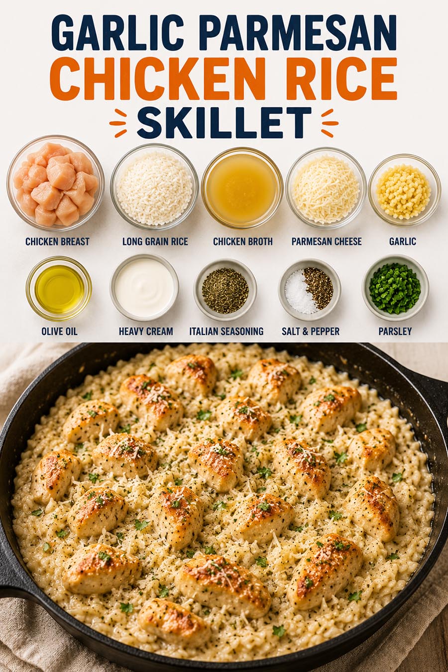 Garlic Parmesan Chicken Rice Skillet