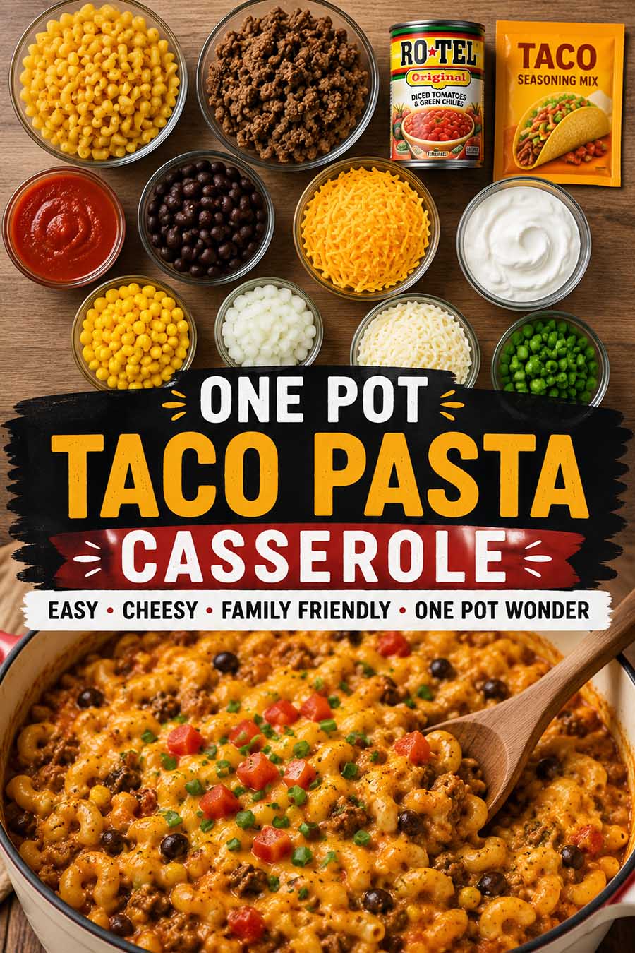 One Pot Taco Pasta Casserole