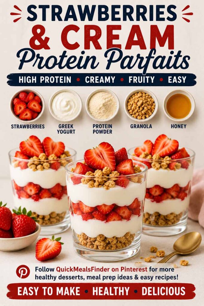 Strawberries and Cream Protein Parfaits