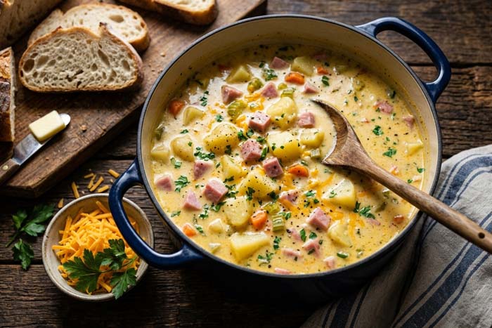 Creamy Cheesy Ham & Potato Soup