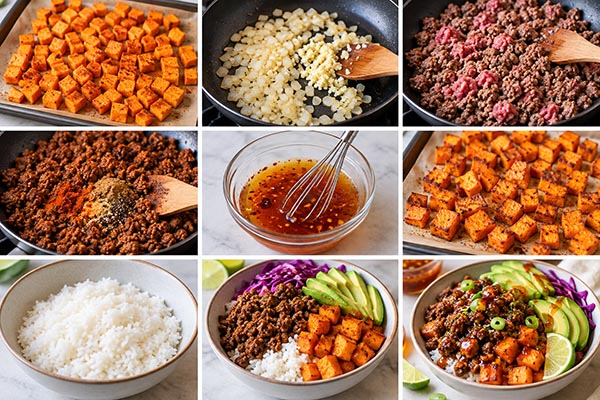 Hot Honey Ground Beef Bowl