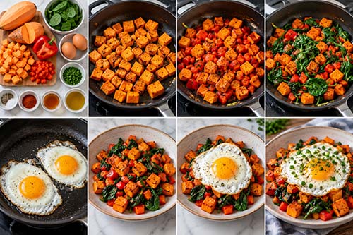 Low FODMAP Sweet Potato Breakfast Hash with Eggs